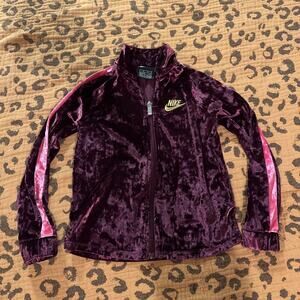 Nike Crushed Velvet Track Jacket Zip Up Girls 5-6 Sweatshirt